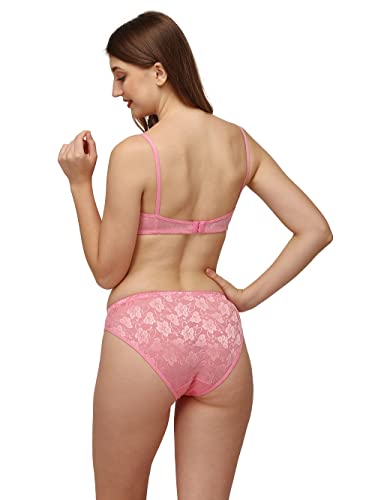 Image of Women Cotton Bra Panty Set for Women Lingerie Set Bra Panty Set for Women with Sexy Bra Panty Set for Women Innerwear Pack of 1 Sets Color:-Pink