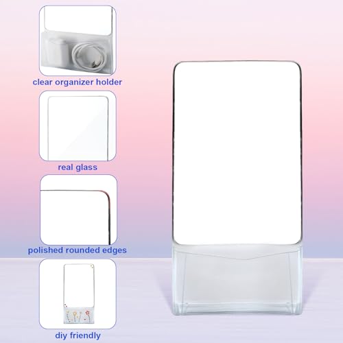 PEUTIER Magnetischer Schließfach Spiegel mit Halterung, 17 x 14cm Kleiner Echter Glas-Schließfachspiegel Schließfach Spiegel für Studenten für Schulspind Kühlschrank Badezimmer Büro Schrank (Weiß)