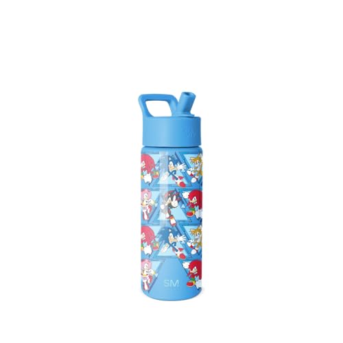 Image of Simple Modern Kids Summit Water Bottle with Straw Lid | SEGA Sonic the Hedgehog 18oz Stainless Steel Cup Insulated Tumbler for Toddlers, School | Sonic Pals