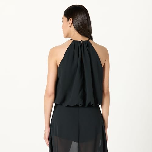 The Drop Women's Kory Shirred Neck Chiffon Halter Bubble Top Summer Lightweight Breathable Sleeveless Party Dress
| The 