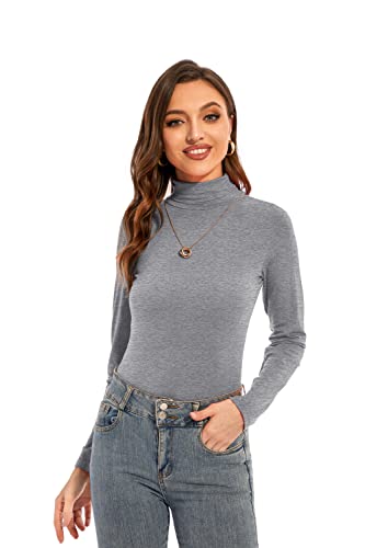 Image of Womens Long Sleeve Turtleneck T-Shirts Casual Lightweight Slim Fit Cozy Base Layer Top