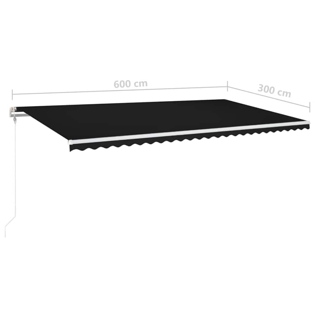 Festnight Store banne Motorisé 6 x 3m Store banne Aluminium avec LED Intégré Auvent de Terrasse Rétractable aux UV/Vent/Eau pour Patio Balcon-Anthracite-600 x 300 cm