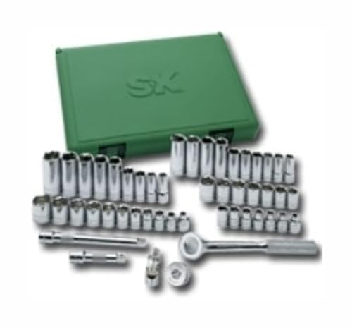 SK Tools USA, LLC, 94549, SK Sockets Sets, Professional Chrome Socket Set, Fractional & Metric, 3/8 Drive, SuperKrome Finish, 49 Piece
