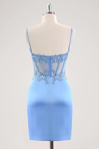 Lace Applique Homecoming Dresses for Teens Sweetheart Satin Mini Prom Cocktail Party Gowns with Slit4