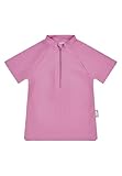 Sterntaler Badeshirt Kurzarm Uni – Kinder-Bademode aus elastischem Polyamid, Kurzarm, unifarben, Reißverschluss vorne mit Kinnschutz, Stehkragen, UV-Schutz 50+ – Perlrosa, Größe 104