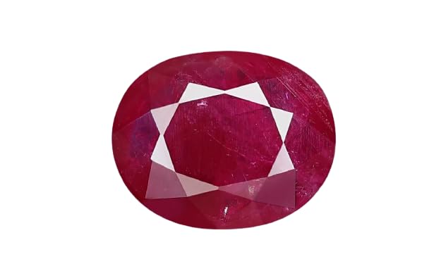 Shree JamsJewelrs 6.25 Ratti Ruby Oval Shape Gemstone Original and Certified Natural Manik Unheated and Untreated Gemstone for Gift Man And Women,Unisex +A2, 6.25, Gemstone, Ruby