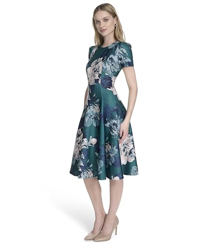 Calvin Klein Women's Short Sleeve Floral Print Scuba Crepe A-line Dress2