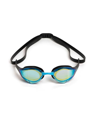 ARENA Unisex Cobra Edge Swipe Anti-Fog Racing Swim Goggles Men and Women Polycarbonate Mirror Lens Small Fit, Aqua/Black