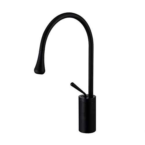 Mitigeur de lavabo noir rotatif à 360° en laiton pour eau chaude et froide