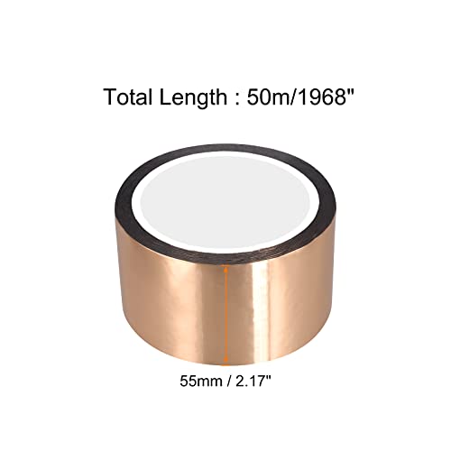 Image of MECCANIXITY Metalized Polyester Film Tape,2.15inch x 54.6yds. Adhesive Mirror Finish Decor Tape for Detailing Accent Wall,Wardrobe Crafts Tape 50m x 55mm,Rose Gold Tone