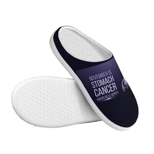 Stomach Cancer Awareness Periwinkle Ribbon Adult Cotton Slippers Home House Indoor Shoes3