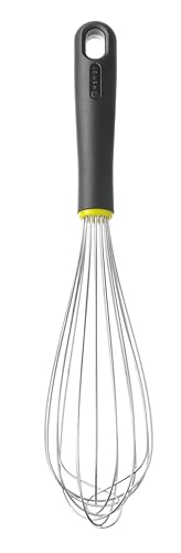HENDI Fouet de cuisine en inox avec poignée ergonomique en polypropylène noir et vert, fouet français à main, ustensile de pâtisserie, 8 fils rigide de...