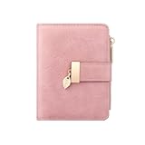 Pomelo Best Wallet Women Large Capacity Bifold Wallets for Women Credit Card Holder 8 Card Slots with 2 ID Window Zipper Coin Pocket Rose