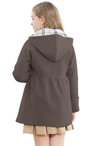 Image of Betusline Girls' Dress Coat, Kids Hoodie Wool Blend Coats Fall Winter Outerwear Peacoat,2-14 Years