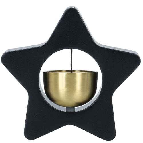 TOPIKEドアベル 玄関チャイム マグネット ドアチャイム 真鍮 ドア鈴 玄関 鈴 玄関ベル 壁掛け 両面テープ付 取付簡単 ホーム用 店舗用 引き戸 プレゼント (星-Black)