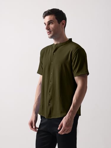 Image of GRECIILOOKS Men's Polycotton Regular Fit Casual Shirt | Stylish | Printed | Solid | Short Sleeve | Trendy (Available in Plus Size)