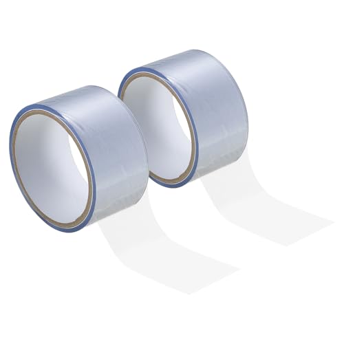 PATIKIL Non Stick Static Tapes 2 in x 33 Ft, 2 Roll Duct Tape No Glue Electrostatic Adsorption Tape for Organizing Cables Securing Crafts, Transparent
