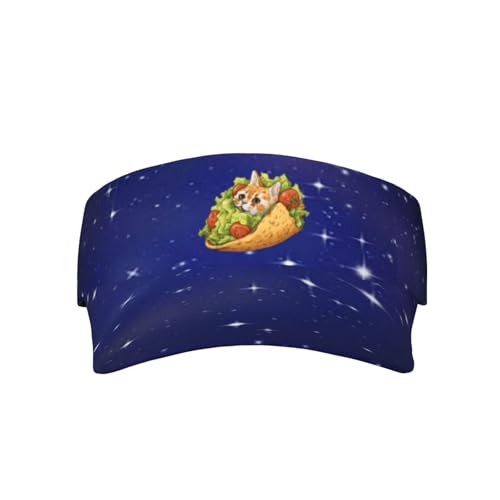 Joisbs Cute Taco Cat Unisex Sun Visor Cap - Ultimate UV Protection for Stylish Outdoor Fun Black