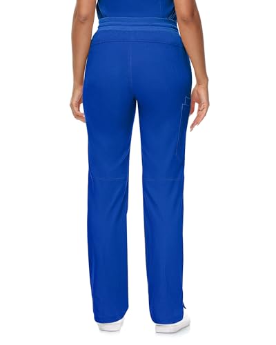 Image of COMENII Scrubs for Women, Knit Yoga Waistband Straight Leg Cargo Pants, Classic Fit Womens Scrubs Pants