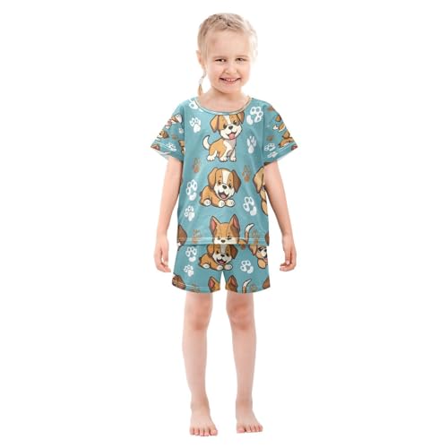 senya Short Sleeve Pajamas Sets Summer Cotton Sleepwear Cartoon Puppy3
