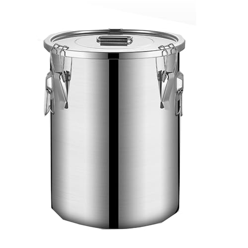 Cubo de acero inoxidable con tapa y asa, recipiente de cocina hermético para ollas grandes y almacenamiento de alimentos