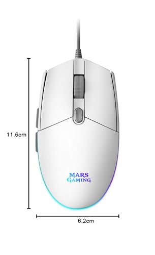 MMG, Mouse Gaming Compatto 3200 DPI RGB Flow, Switch Meccanici HUANO, Design Leggero Antiscivolo, 6 Pulsanti, Windows/Linux/Mac/PS4/PS5/XBOX ONE/XBOX SERIES X-S, Bianco - Mouse gaming - Immagine 6