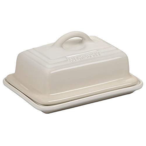 Le Creuset Mantequera de cerámica de gres, 900 g, 17 x 12.5 x 9 cm, Beige Merengue