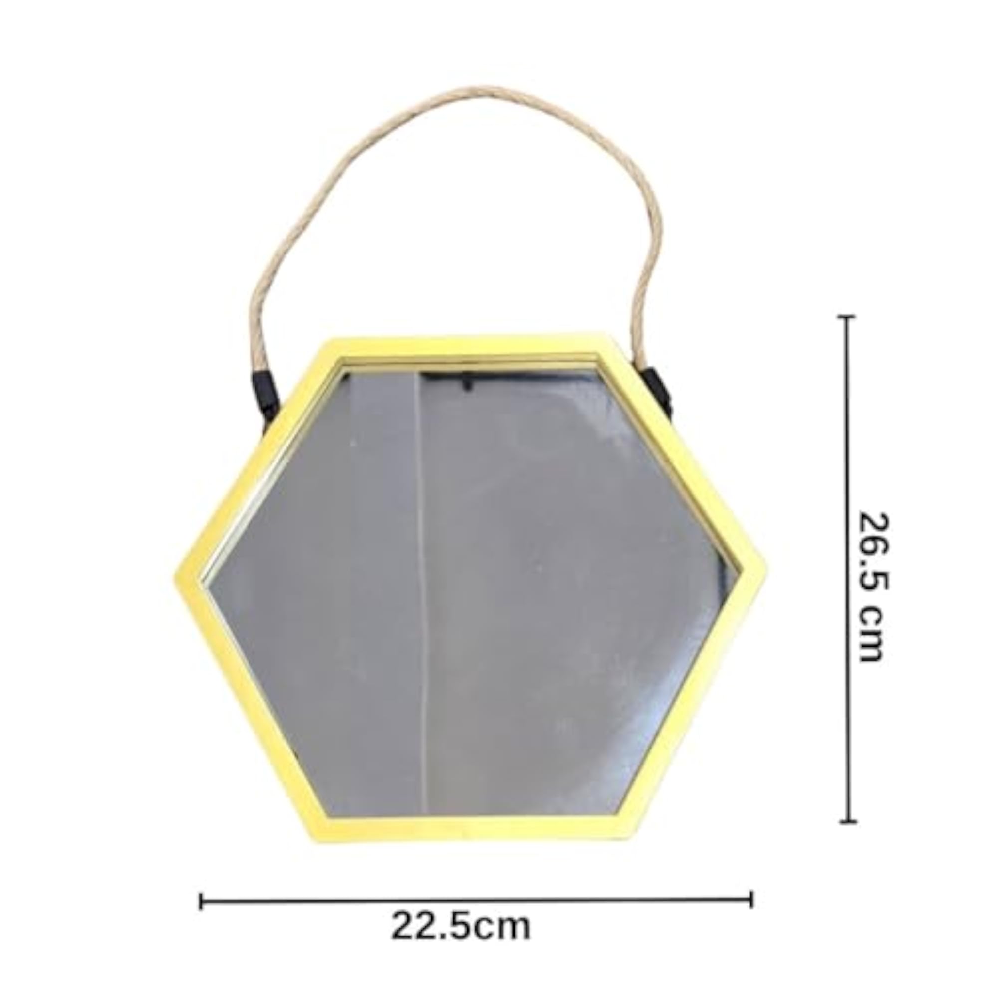 Hexagonal Wall Mirror Frame with Jute Handle for Home Decor