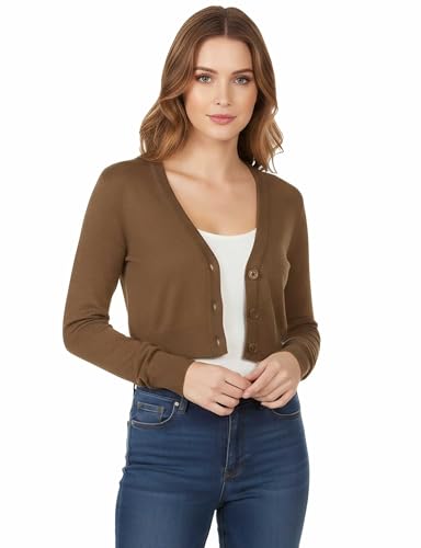 Image of Allsense Women's Cropped Bolero Shrug Cardigan | 3 /4 Sleeve, Button Down, Lightweight Knit Sweater