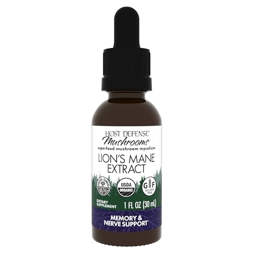 Host Defense Lion's Mane Extract - Brain Health Support Supplement - Mushroom Supplement to Support Focus & Memory Function - Immune & Nervous System Support Supplement - 1 fl oz (30 Servings)*