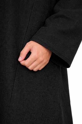 Image of Exotic India Men's Woolen Blend Kashmiri Phiran with Hood | Pure Wool Long Overcoat-Oversized Phiran for Men