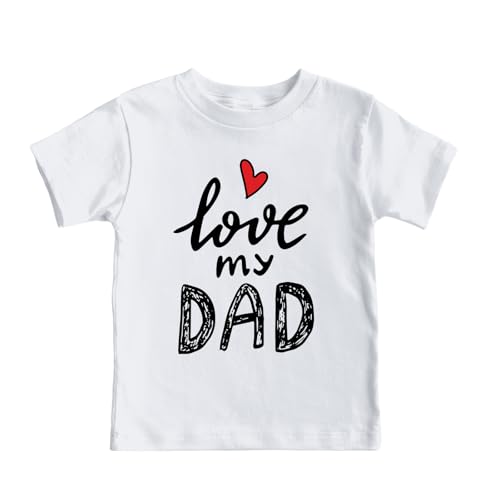Image of I Love My Dad Shirt Girls Cute Graphic Tees Daddys Girl Tshirt Fathers Day Shirts for Kids Casual Summer Tops