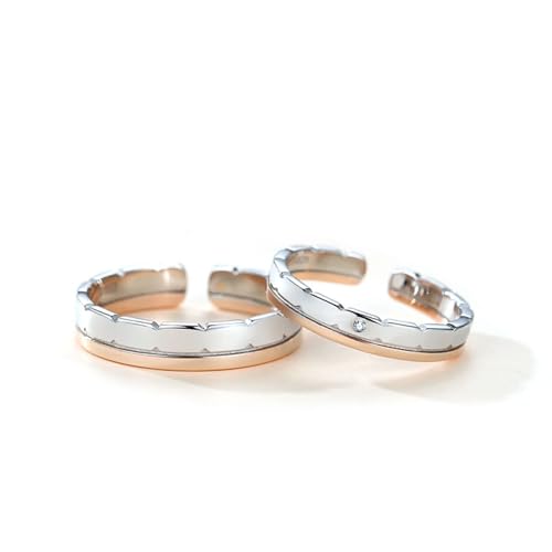 Bague réglable en argent 925 avec zircone cubique pour fiançailles et couple