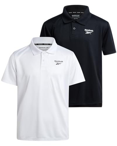 Opiniones y reviews de Camisetas y polos para Niño que Puedes Comprar On-line. 47 Reebok - Paquete de 2 polos de manga corta con cuello y uniforme escolar para niños - Camisetas de golf de rendimiento atlético, Negro/Blanco, 10-12