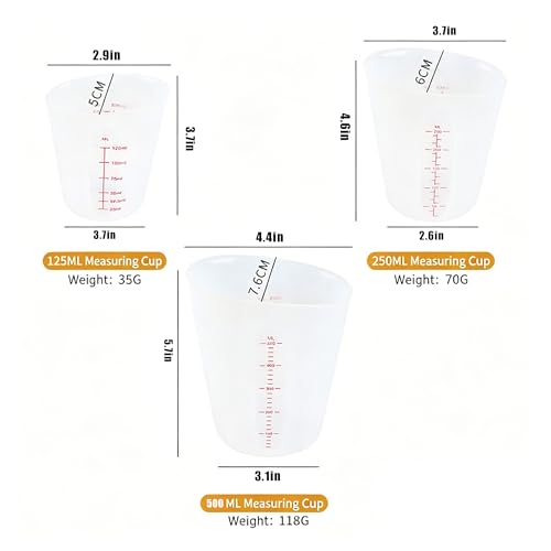 Set de 3 vasos medidores de silicona 500ml 250ml 125ml miniatura 2