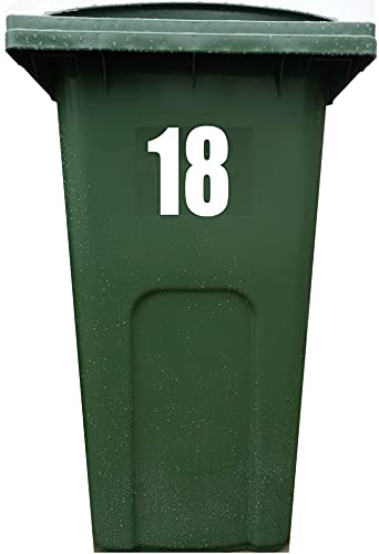 Lot de 4 Autocollants en Vinyle Stickers Chiffres pour Poubelle de Recyclage Numéro 1 à 99