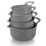 COOK WITH COLOR Mixing Bowls - 4 Piece Nesting Plastic Mixing Bowl Set with Pour Spouts and Handles