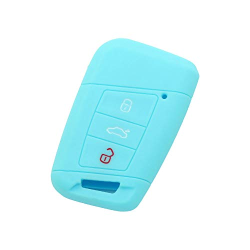 BROVACS Silicone Cover Protector Case Holder Skin Jacket Compatible with VOLKSWAGEN Passat B8 Magotan SKODA Superb A7 3 Button Smart Remote Key Fob CV9807 Light Blue