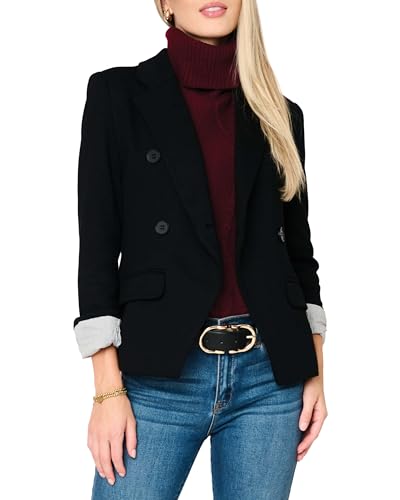 Women's Double Breasted Blazer, Casual Work Wear, Fitted Blazer Jacket Open Front Long Sleeve Suit Jacket4