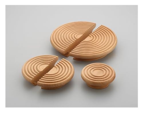 Image of Heavy Duty Steam Beech Wood Door Handles for Main Door, Cabinet, Wardrobe, Drawer | Semi-Circle Wooden Pull Push Handle Set Hardware for Home & Office - Pack of 1 (Full, 4 inch x 4 inch)