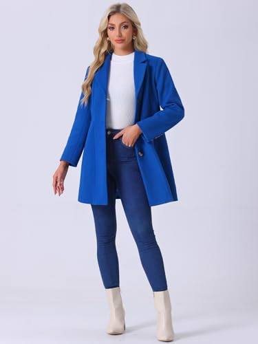 Image of Allegra K Womens Winter Elegant Pea Coat 2026 Single Breasted Long Overcoat | Notch Lapel Collar, Warm, Work Office Trench Coats,Outwear Outfit