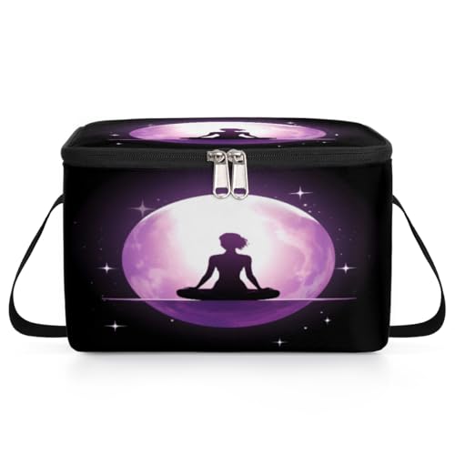 GzLeyigou Yoga Women Lunch Bags for Women Men 9 Cans, Hot & Cold Food Delivery Bag Insulated Grocery Bag Insulated Lunch Box Cooler Bag for Office Work Picnic Beach
