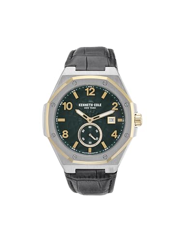 Image of Kenneth Cole Green Dial Automatic Leather Strap Watch for Men