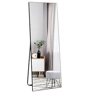 HORLIMER Ganzkörperspiegel Schwarz 140x51cm – Flexibler Standspiegel & Wandspiegel, Klare Sicht, Sicherheitsglas – Perfekt für Schlafzimmer & Ankleidezimmer
