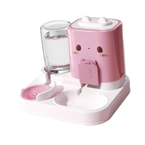 Bothyi Automatic Pet Feeder Pet Food Bowl Feeding Station Convenient Water Dispenser Cats Feeder for Bunny Puppy Small Animals, Pink