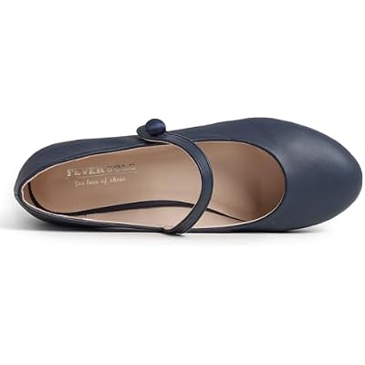 FEVERSOLE Women's Mary Jane Fashion Round Toe Low Heel Slip On Flats