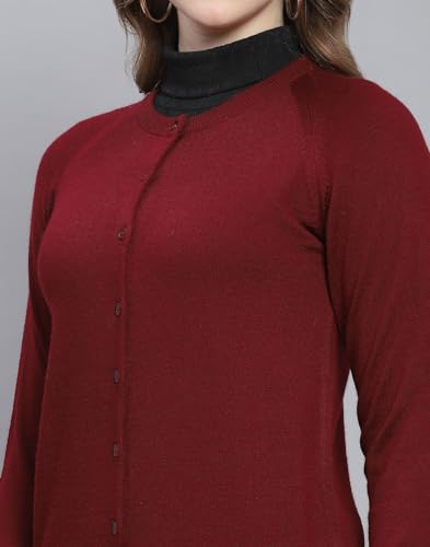 Image of Monte Carlo Women Regular Fit Full Sleeve Solid Round Neck Winter Cardigan (Pack of 1)