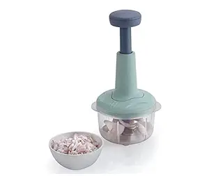 VENSWISE 2 in 1 Push Chopper Push and Chop Chopper Vegetable and Fruit Cutter Chopper with Easy Push and Close Button 1100 ml |Sea Green (Pack of 1).