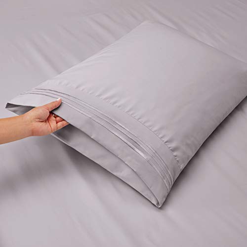 Image of Nestl Split King Bed Sheet Set - Grey Lavender - 5-Piece Deep Pocket | Instantly Soft, Night-One Ready (No Wash Required). Fits 16-Inch Deep Pockets, 360-Degree Elastic Grip