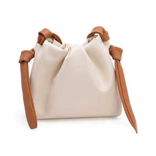 Trendige, strukturierte weiche PU-Umhängetasche, große Kapazität, Schultertasche, trendiger Knoten für Damen, Lazy Knot, weiß, One Size